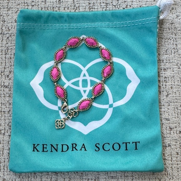 Vintage Kendra Scott Jana Hot Pink Bracelet with Gold Accents - Picture 1 of 7